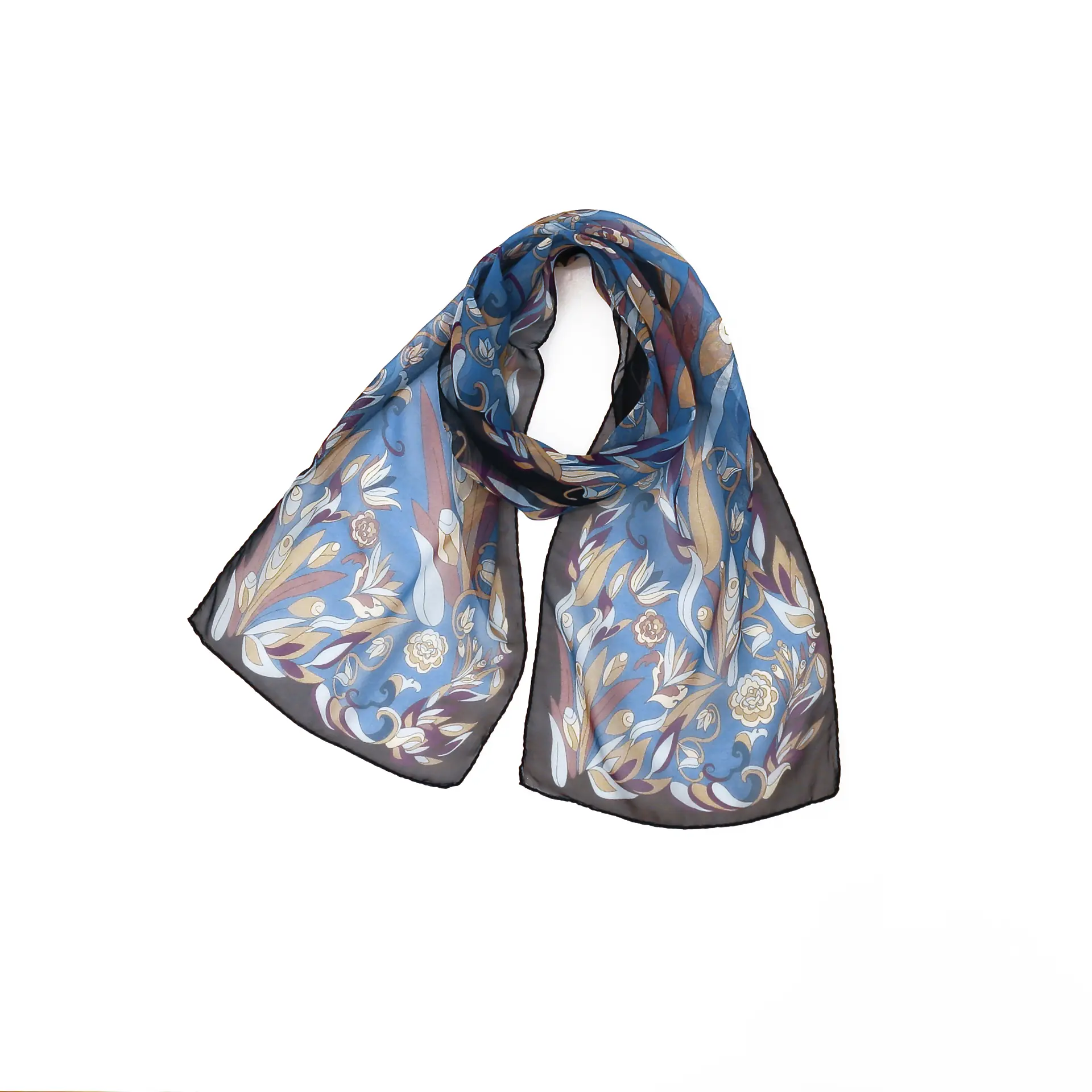 シルクストール/ハーフサイズ/ペイズリー柄/青|ストール専門店