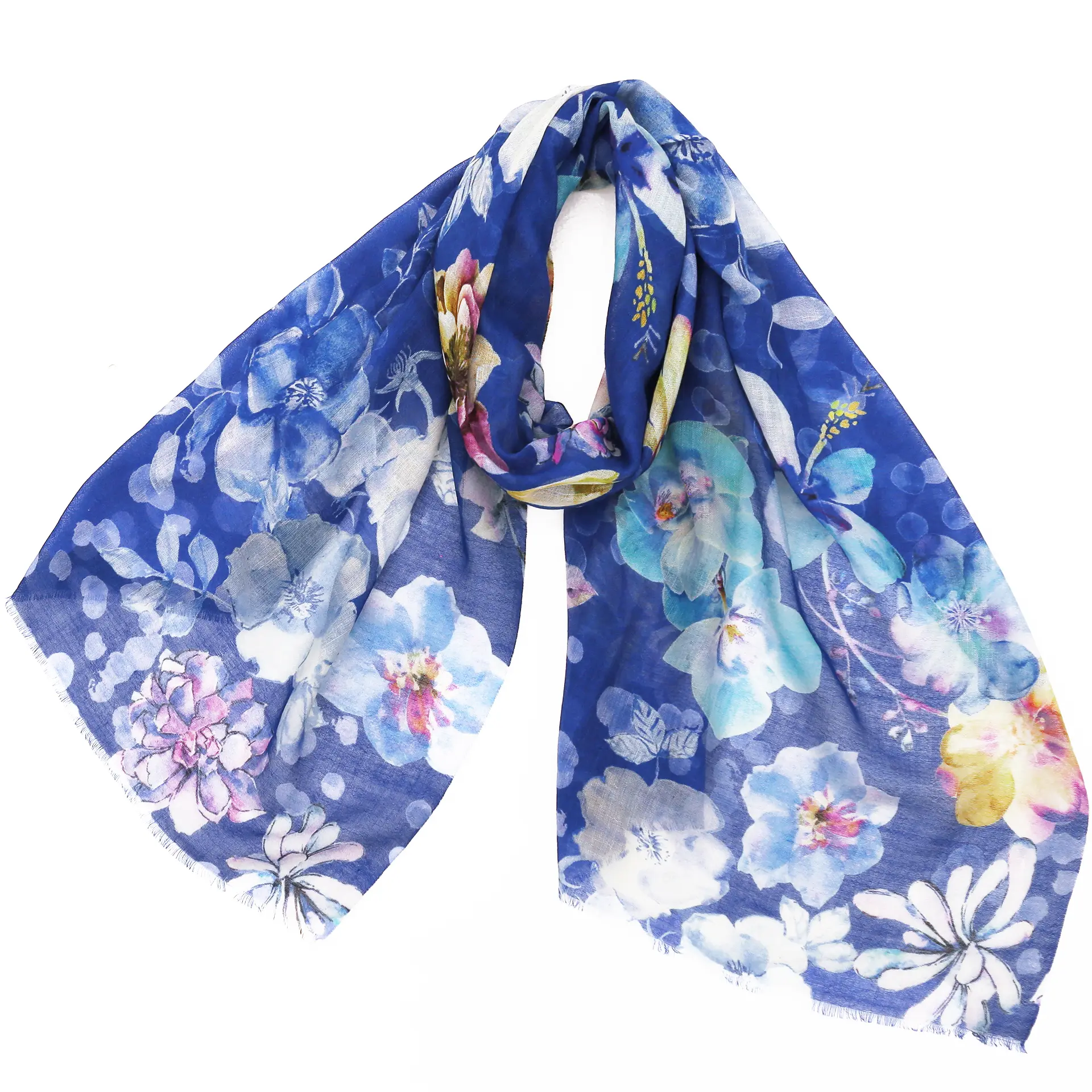 ウールシルクストール/大判/花柄/ホワイト/ピンク|ストール専門店