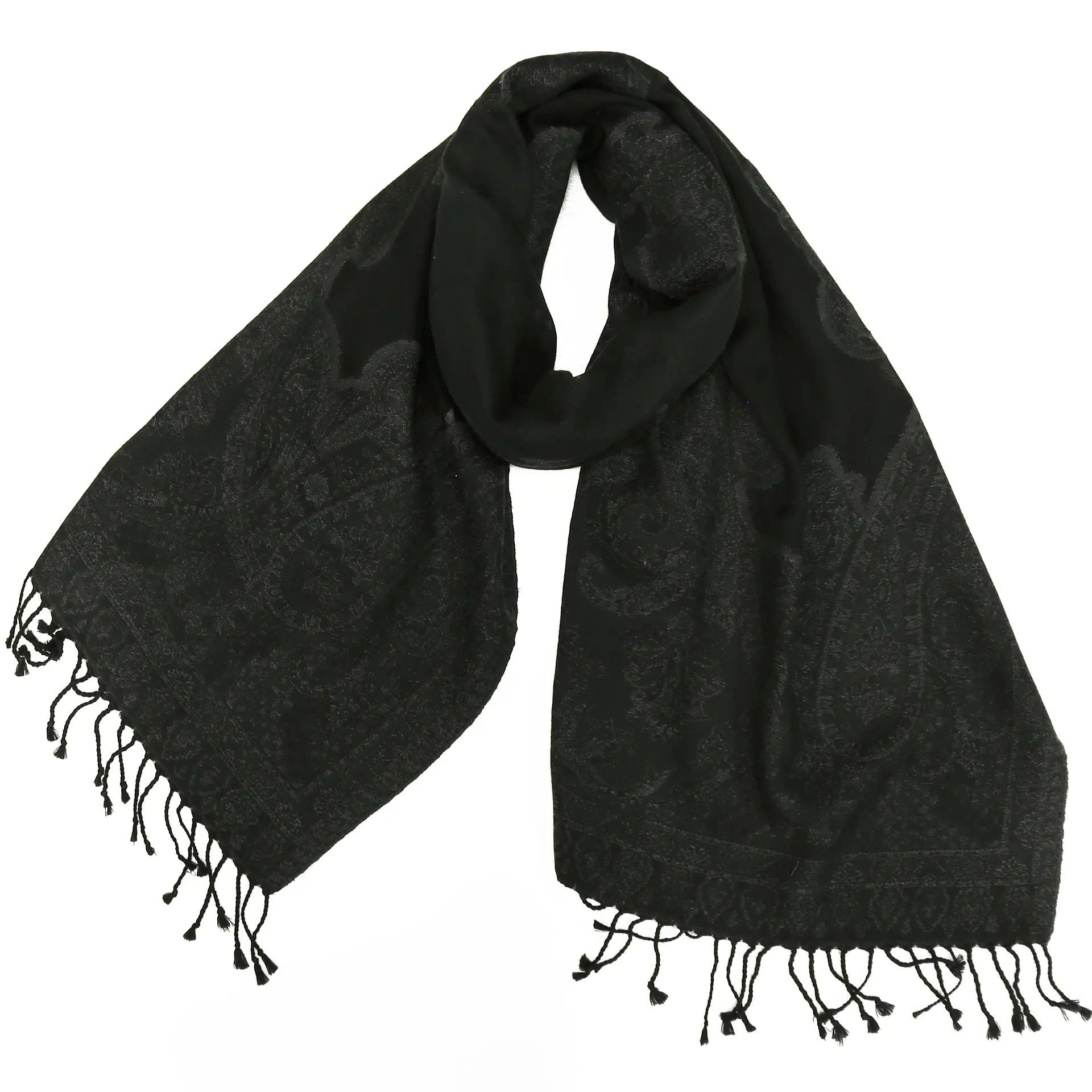 美品 希少 イタリア 製 RRL ペイズリー 総 柄 ウール ストール ブラック QUEENHEAD マフラー ストール ペイズリー柄 大判ストールマフラー