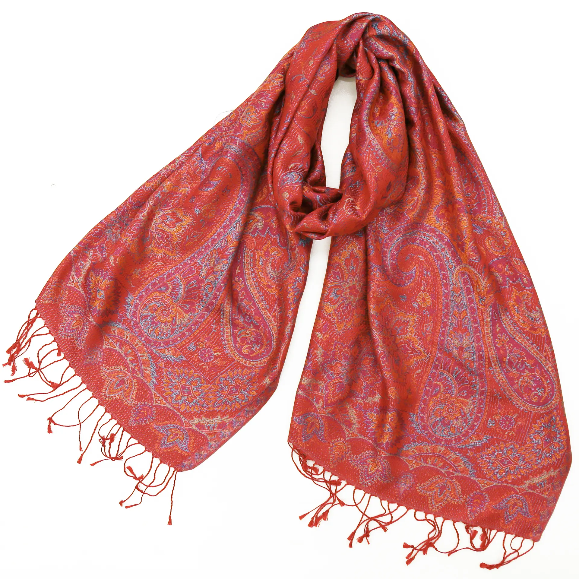 シルクストール/大判/ペイズリー/赤|ストール専門店NaturalLounge