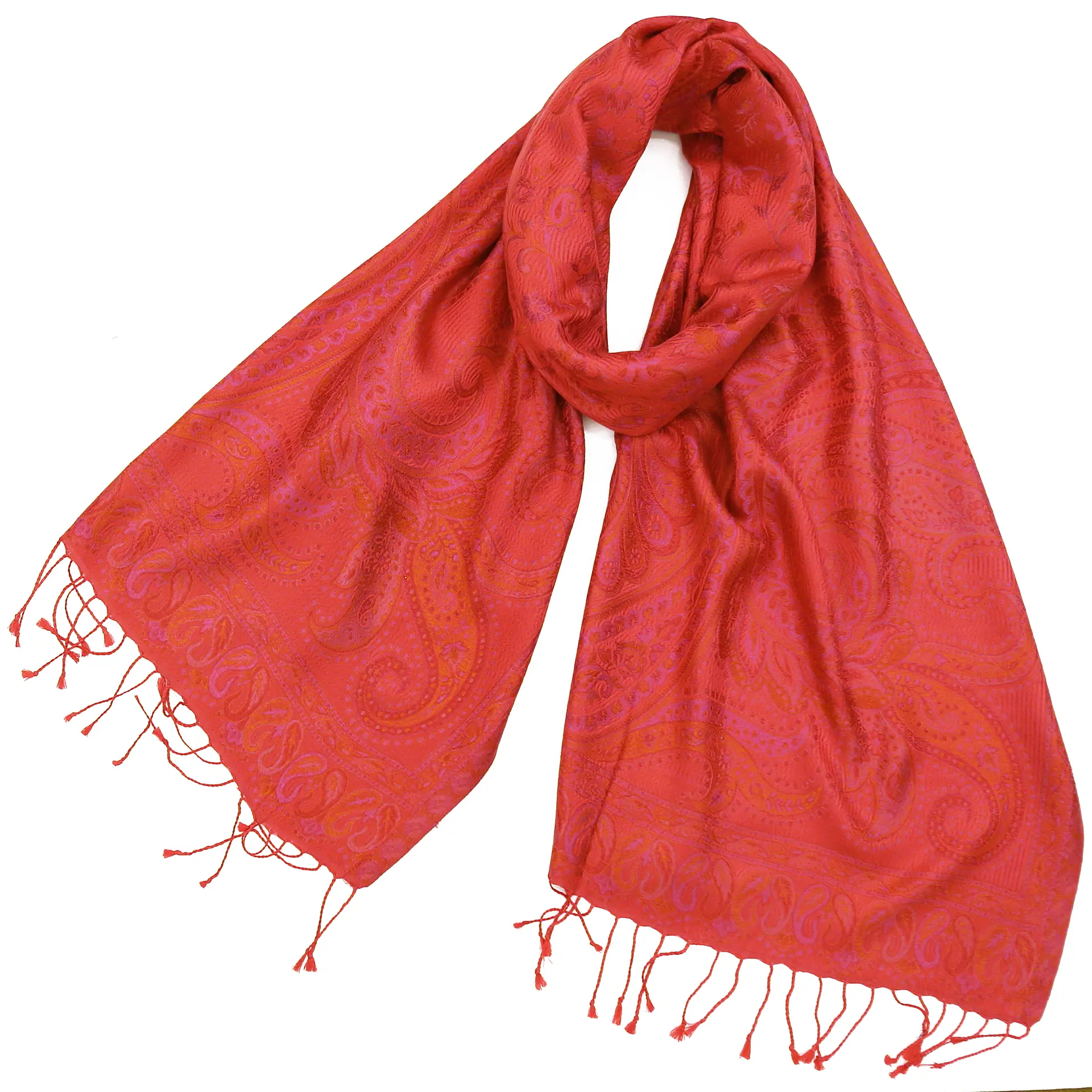 シルクストール/大判/ペイズリー/赤|ストール専門店NaturalLounge