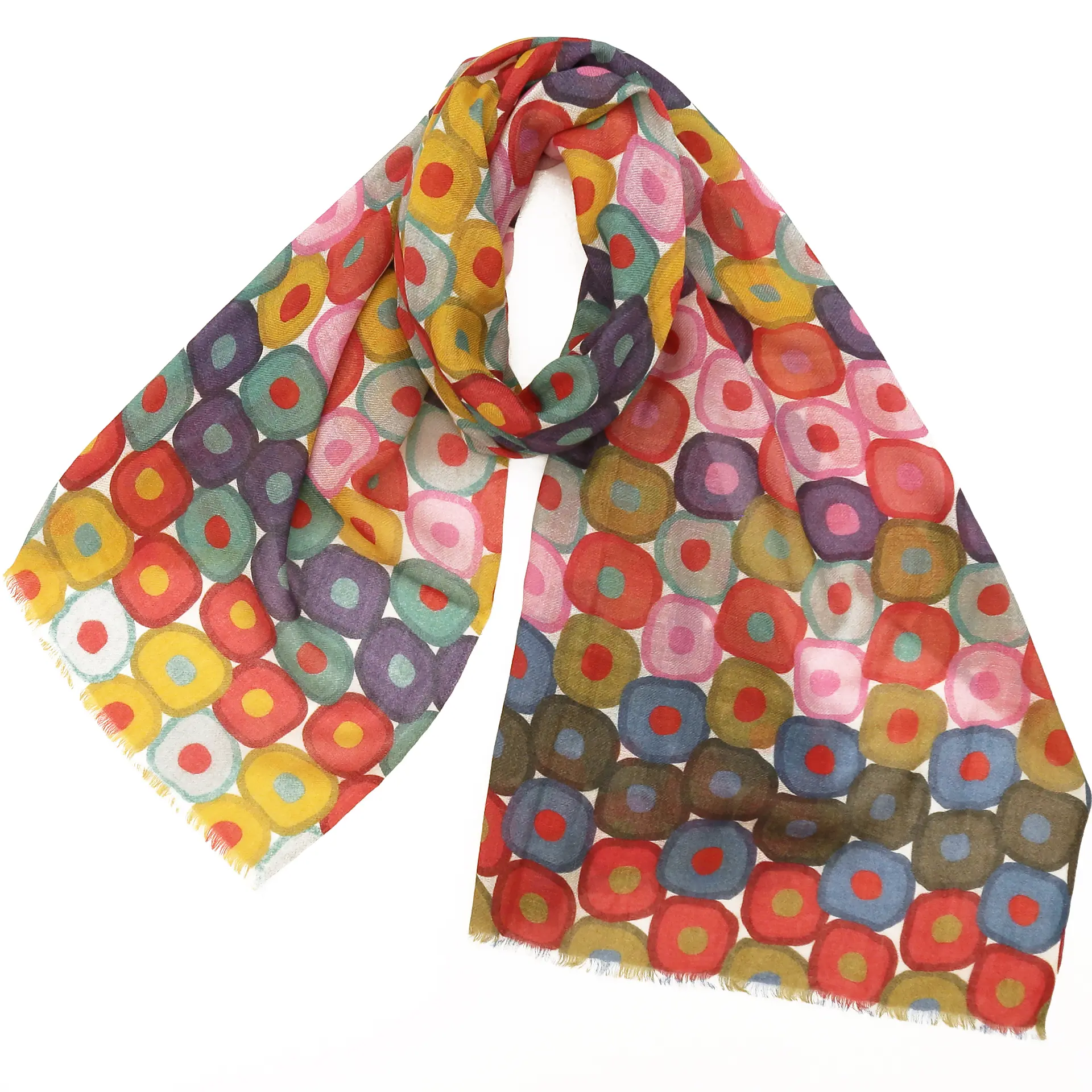 【新品未使用タグ付き】ウールシルク大判ストール ウールシルクストール/大判/ドット/赤/多色|ストール専門店NaturalLounge