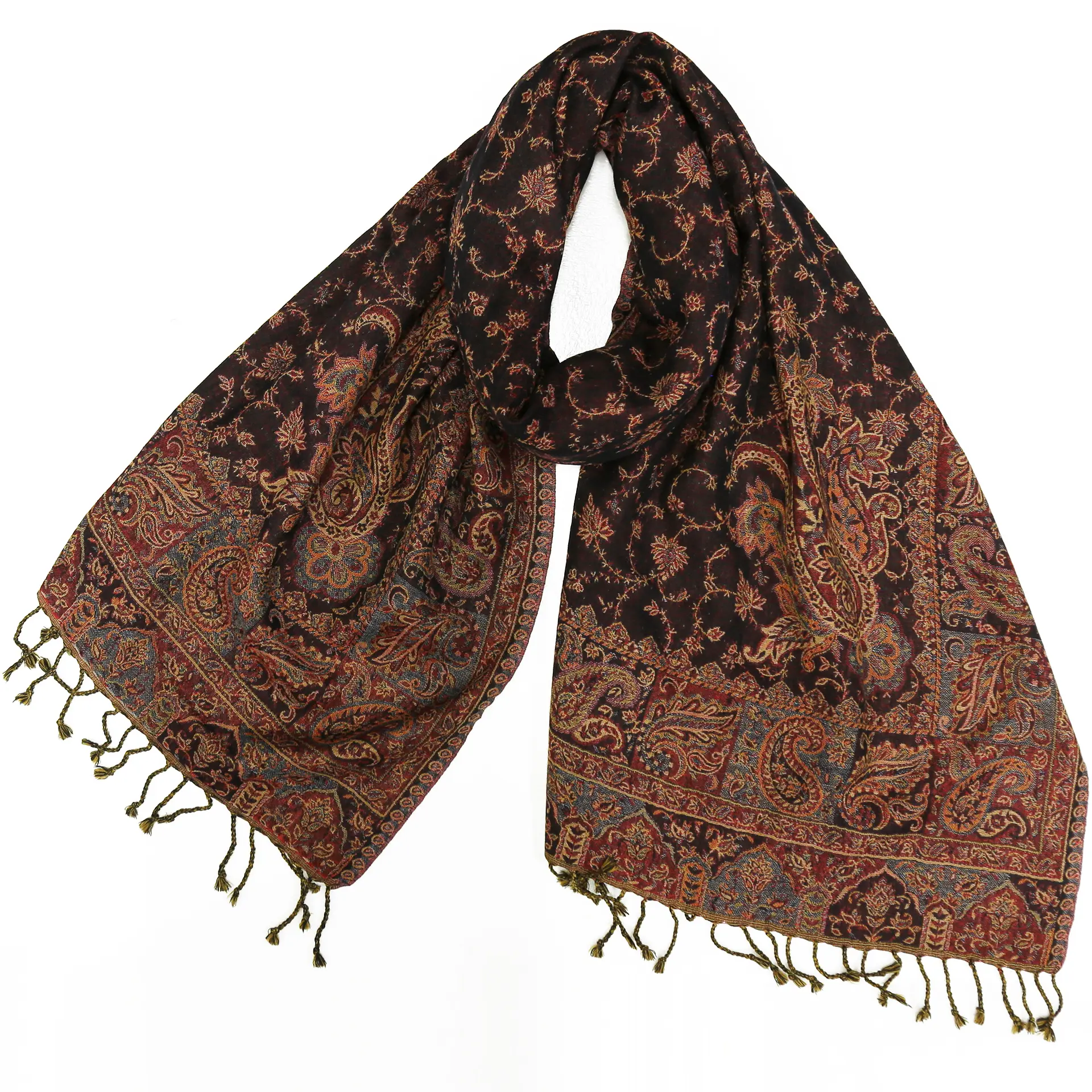 ウールストール/大判/ペイズリー/ショール/茶|ストール専門店NaturalLounge