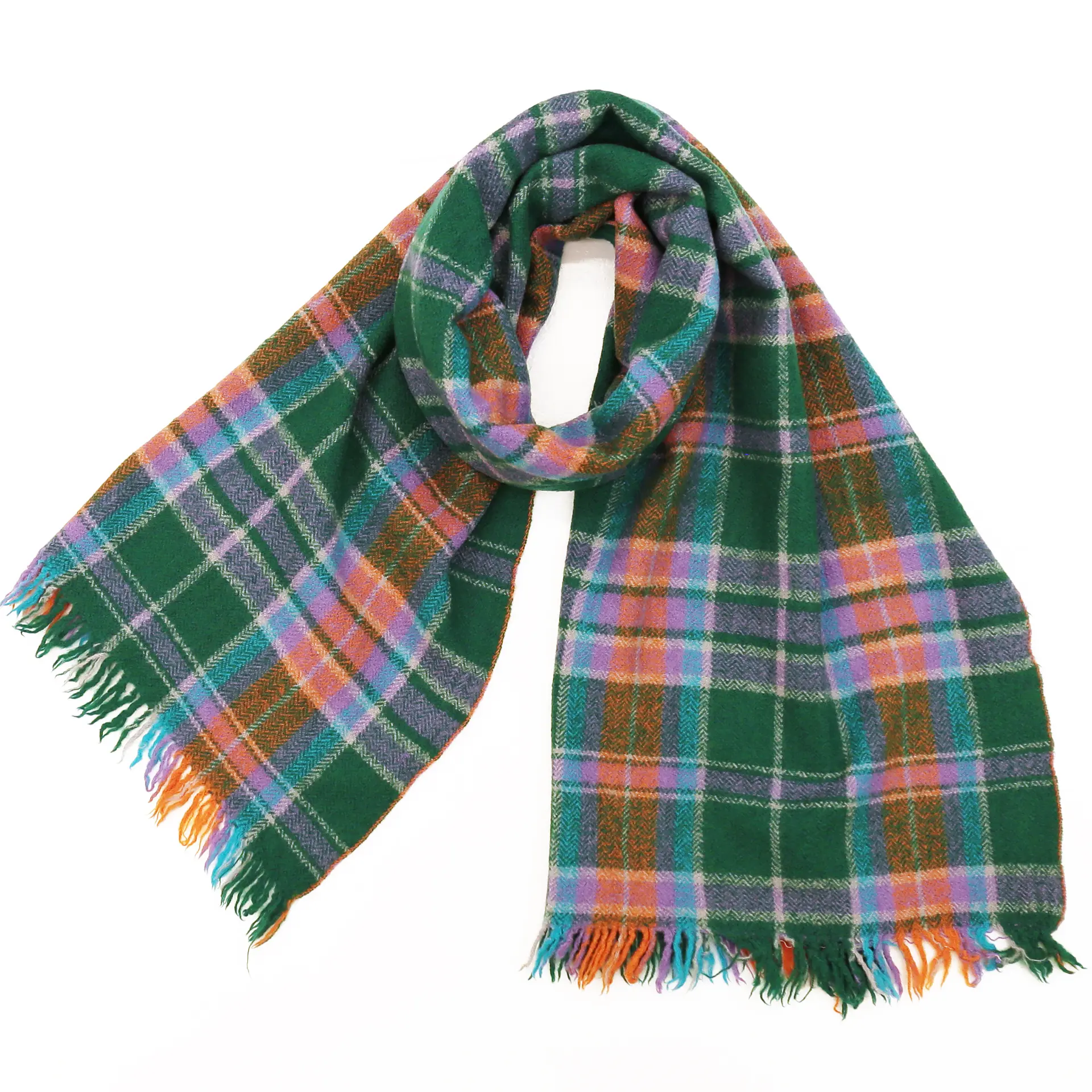 ウールストール/ミドル/チェック/カラフル/緑|ストール専門店NaturalLounge