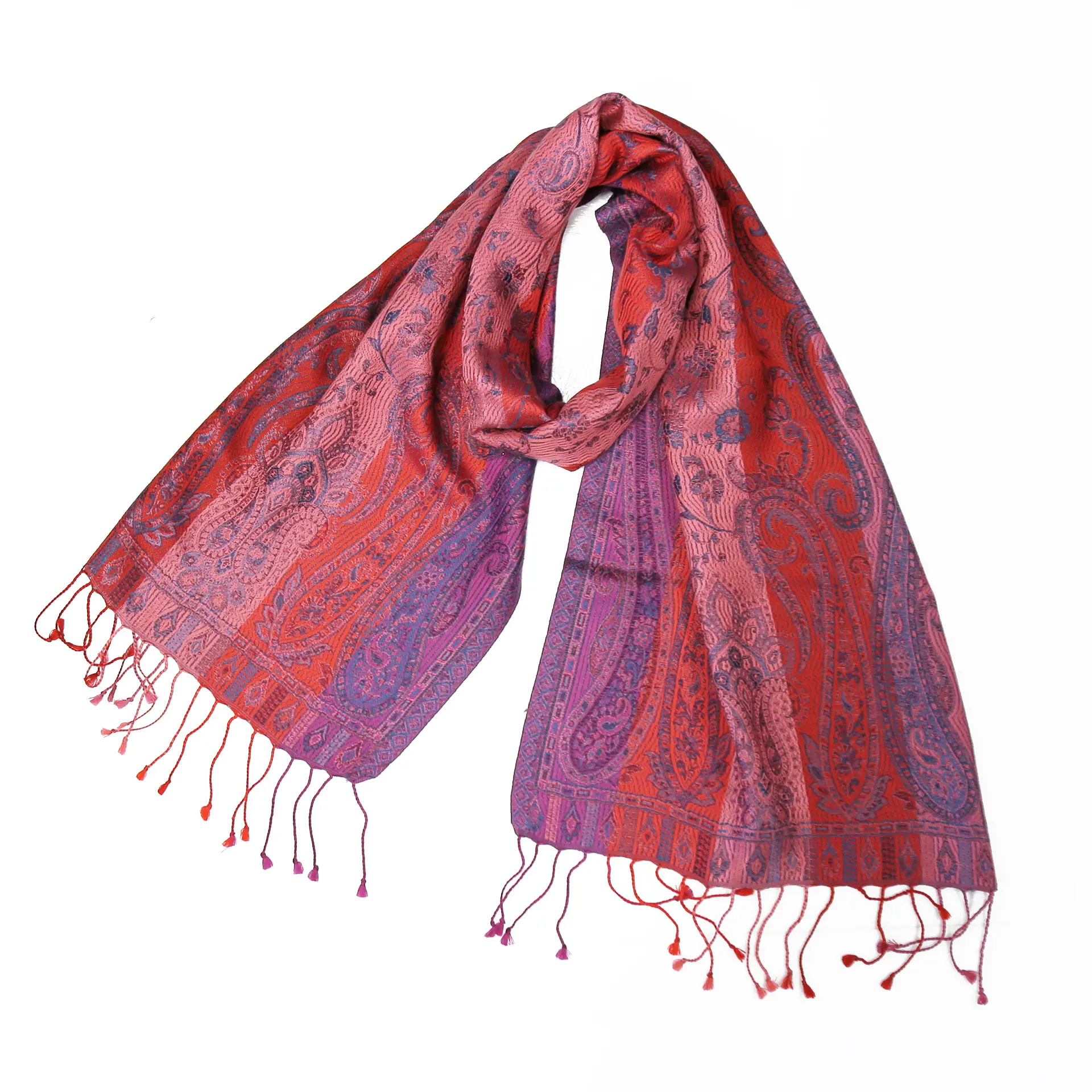 シルクストール/ハーフサイズ/ペイズリー柄/赤/紫|ストール専門店