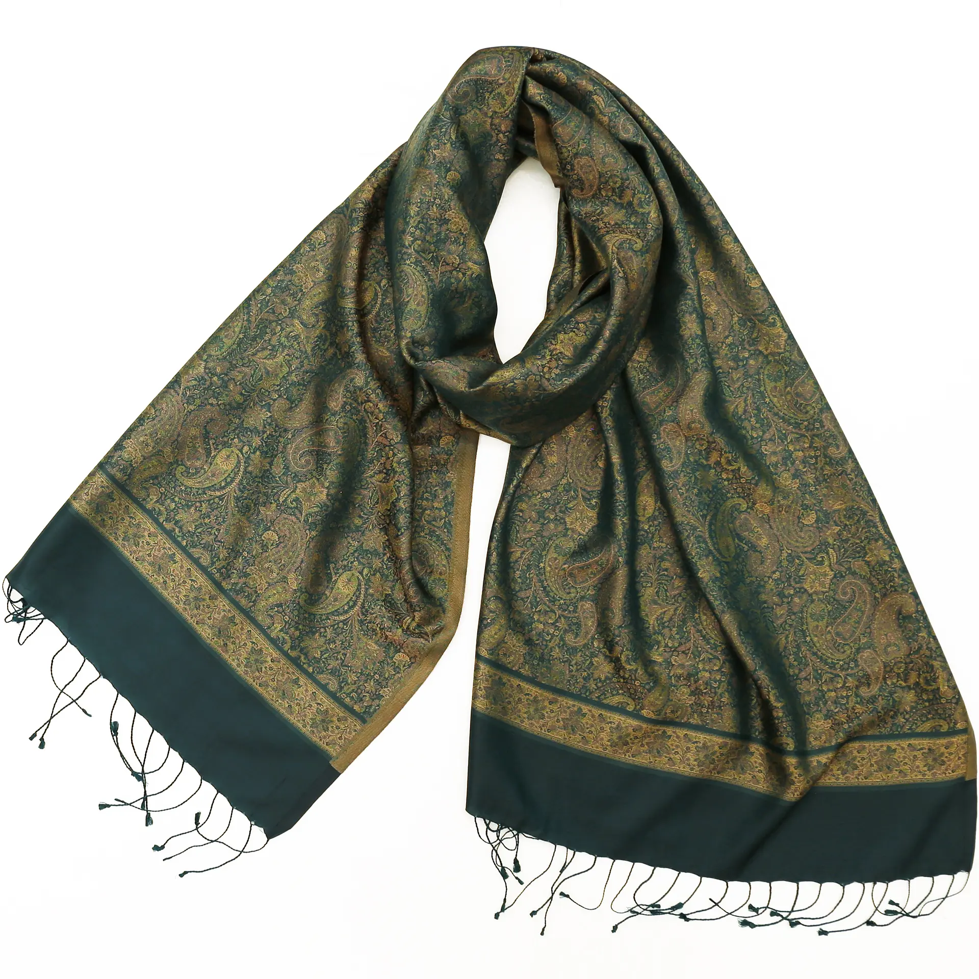 シルクストール/大判/薄手/ペイズリー/緑|ストール専門店NaturalLounge