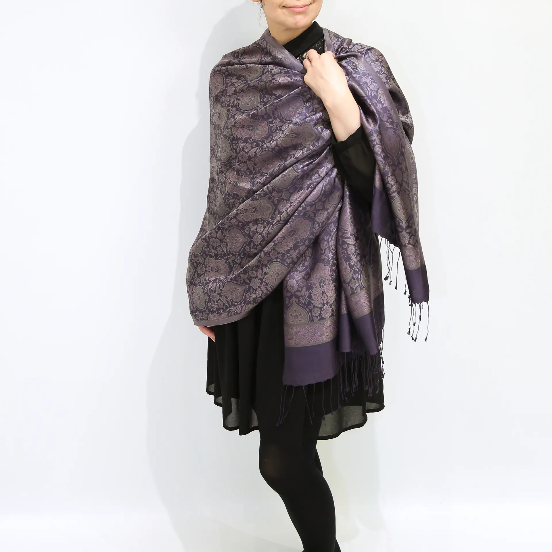シルクストール/大判/薄手/ペイズリー/紫|ストール専門店NaturalLounge