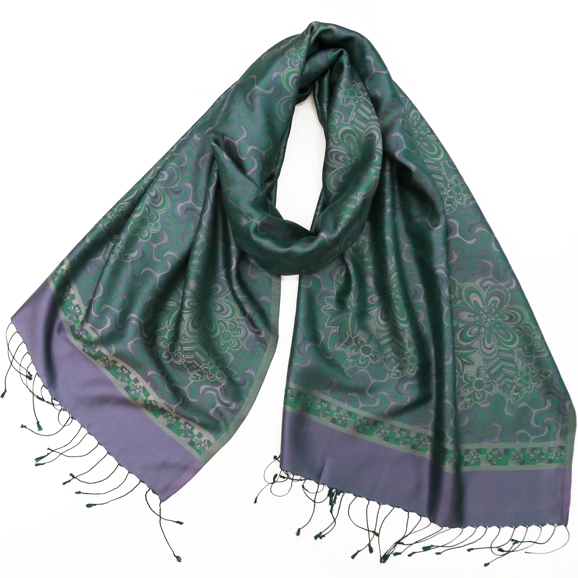 シルクストール/大判/薄手/幾何学/緑|ストール専門店NaturalLounge