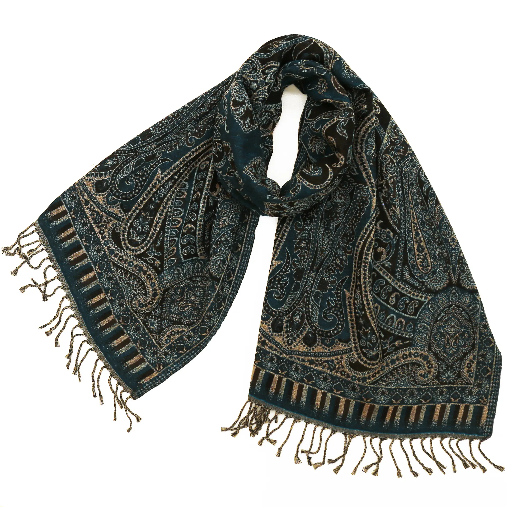 美品 希少 イタリア 製 RRL ペイズリー 総 柄 ウール ストール ブラック ウールストール/大判/ペイズリー/紺|ストール専門店NaturalLounge